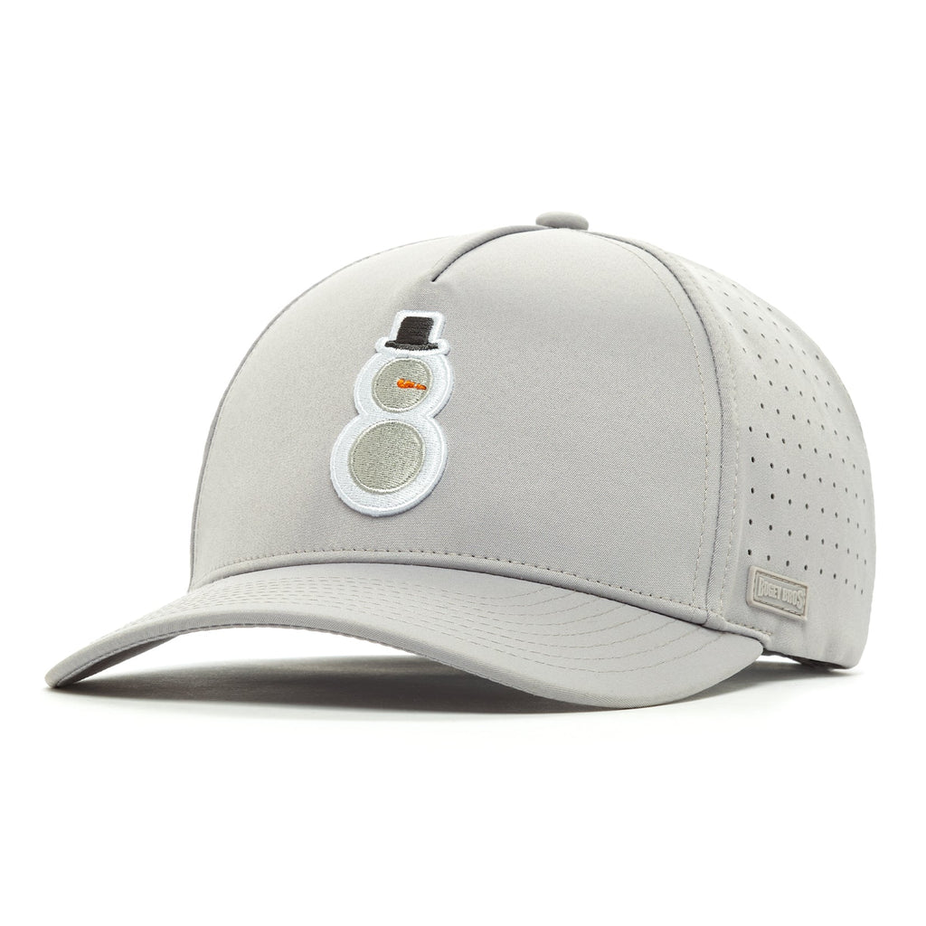 Snowman performance golf snapback hat in light gray