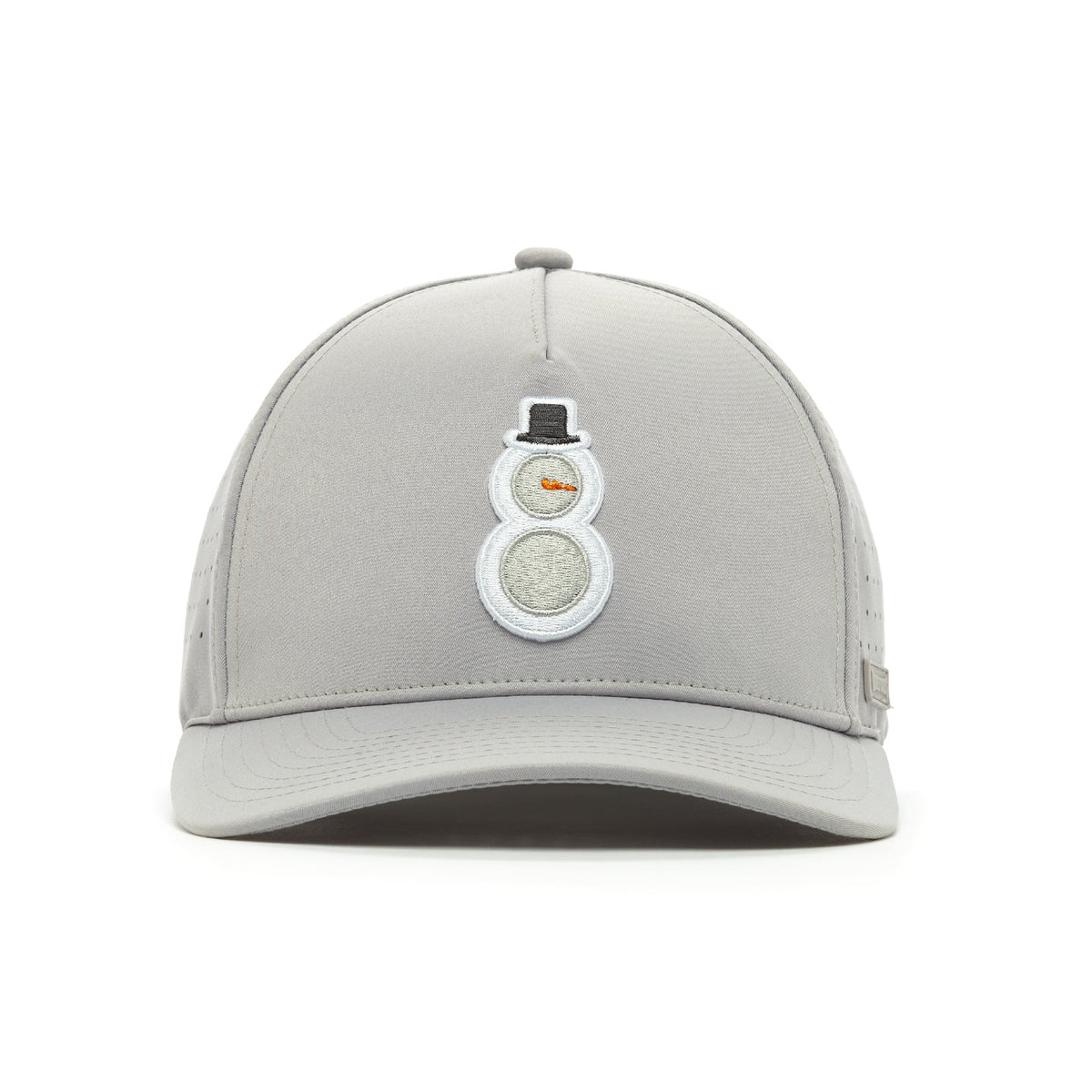 Snowman performance golf snapback hat in light gray
