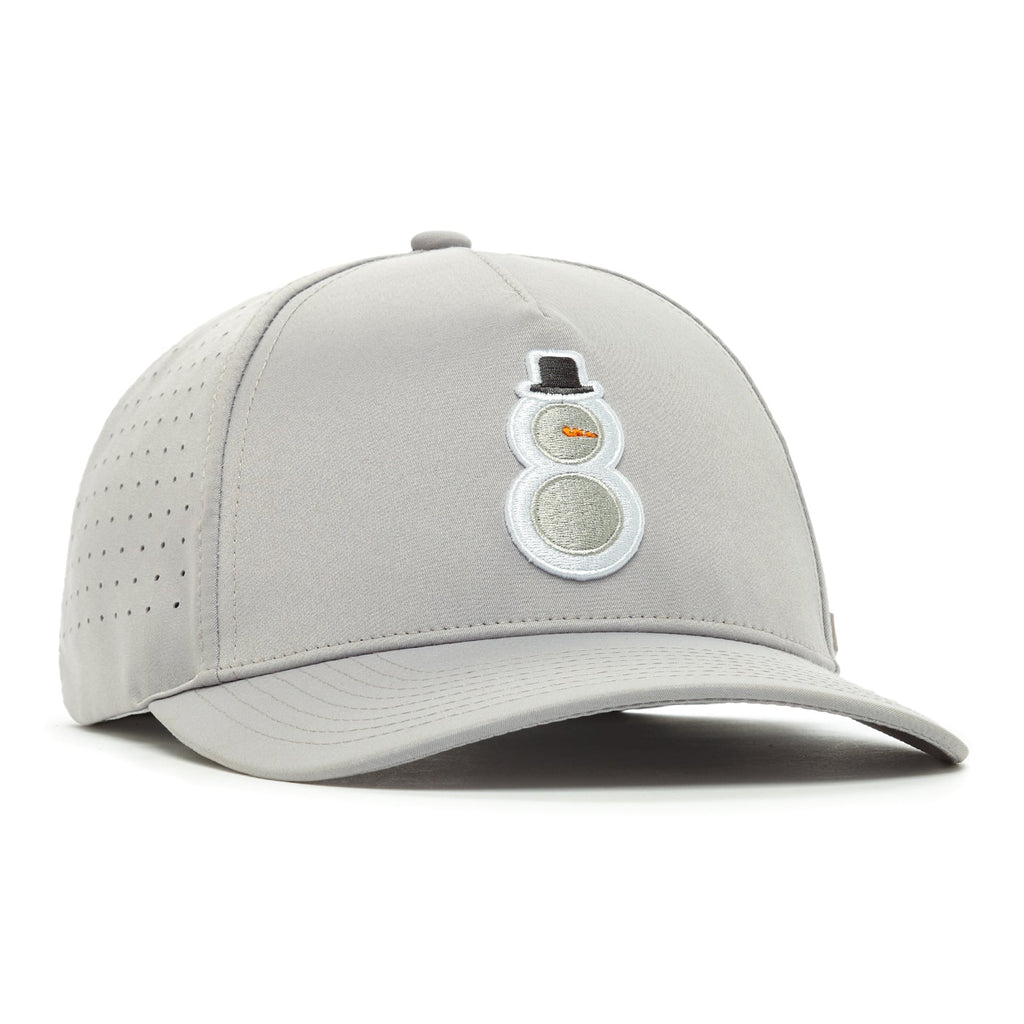 Snowman performance golf snapback hat in light gray