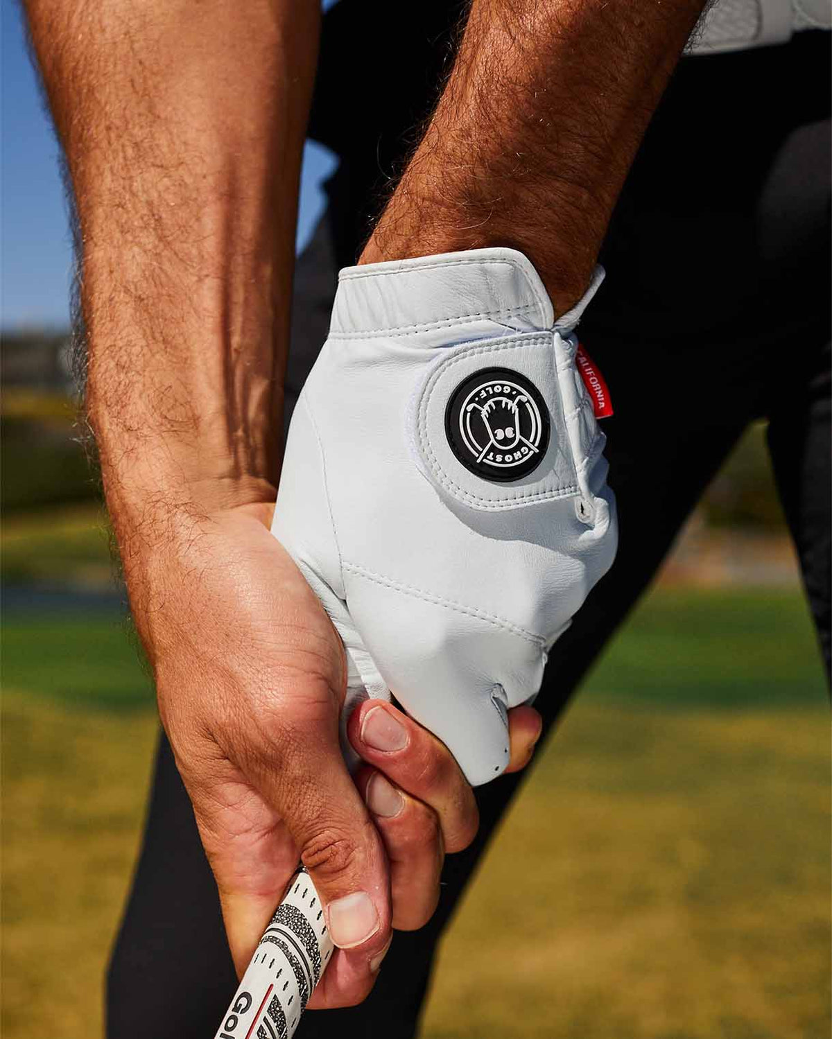 Ghost Golf mens white Cabretta leather glove