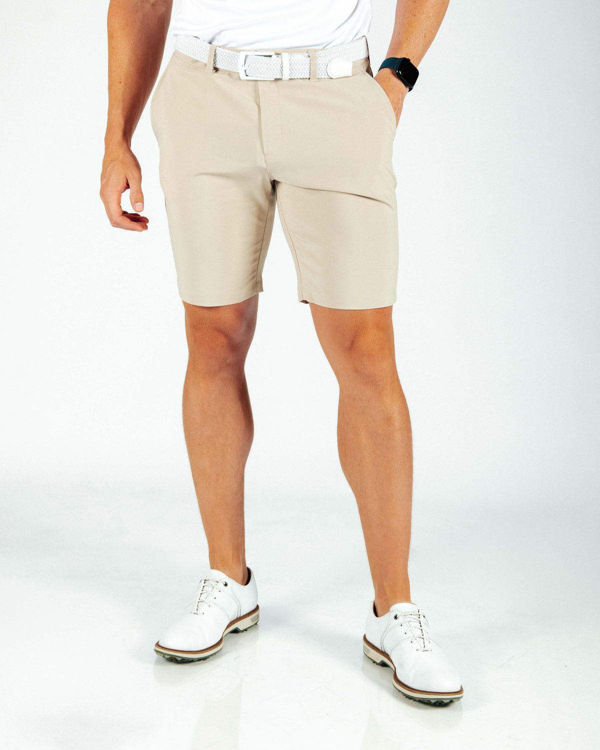 Mens light khaki golf shorts