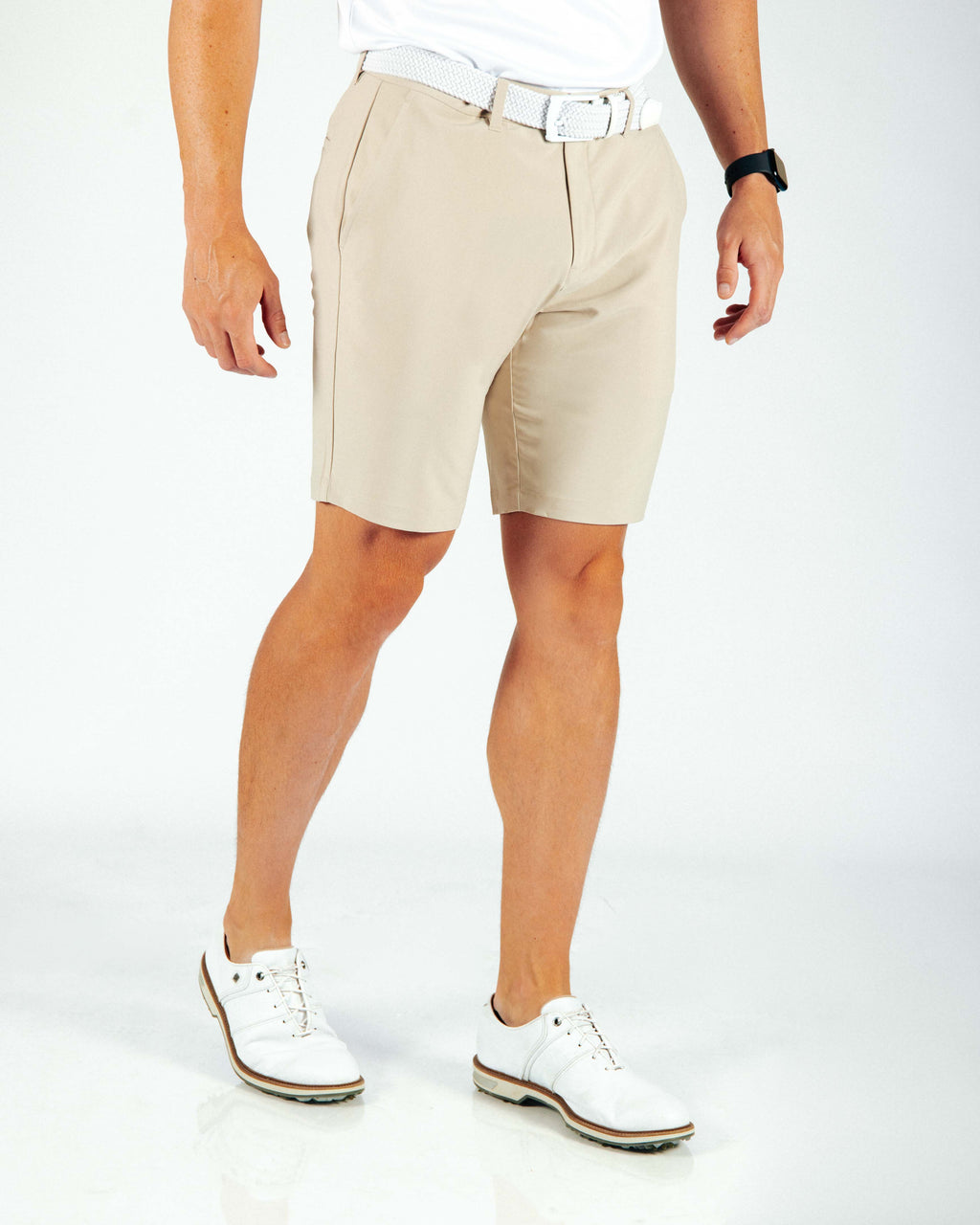 Mens light khaki golf shorts